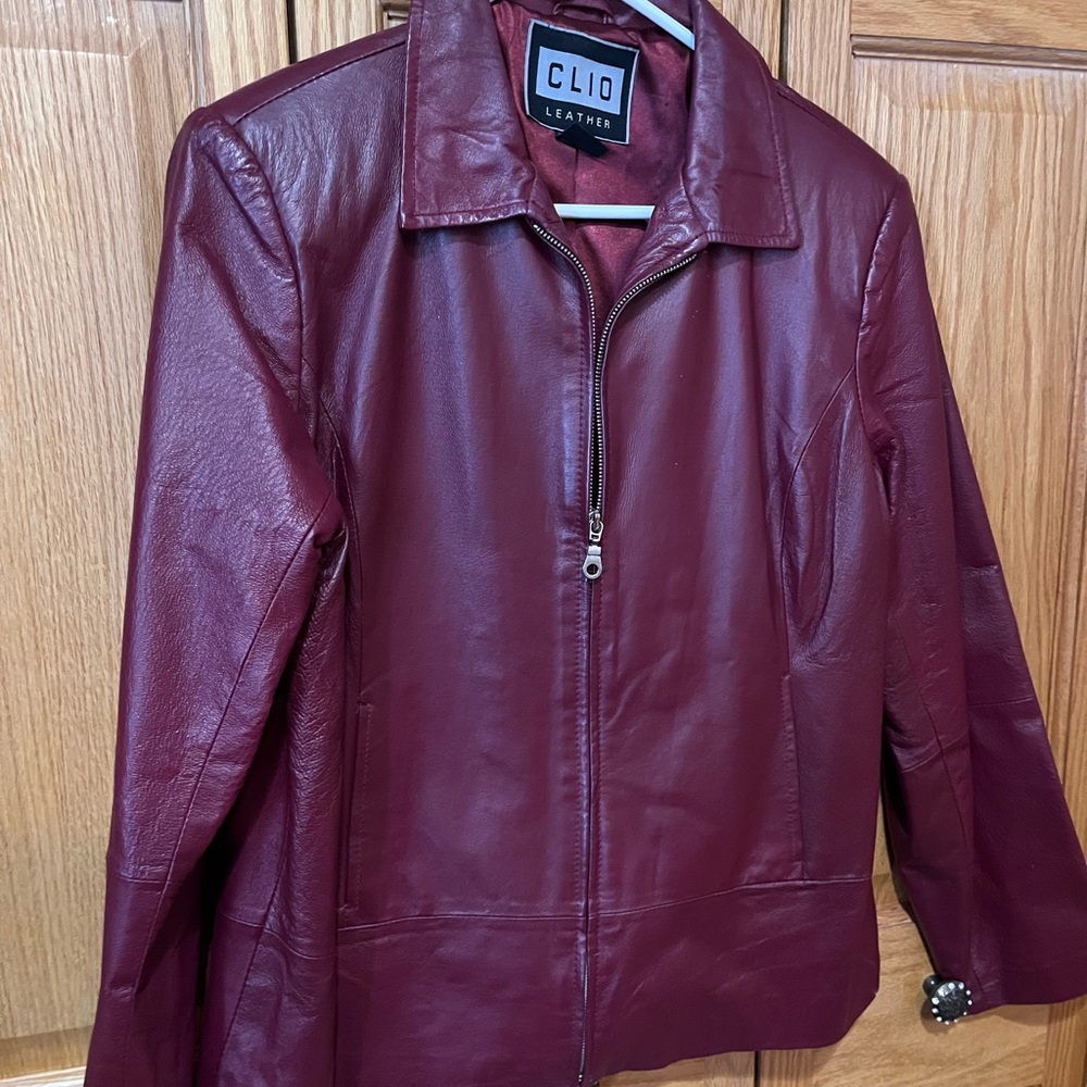 Clio Red Leather Jacket Classic Design